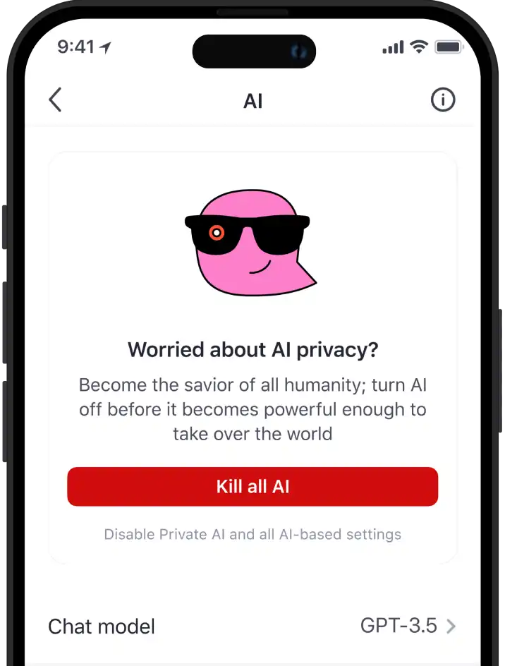 You can turn off Private AI